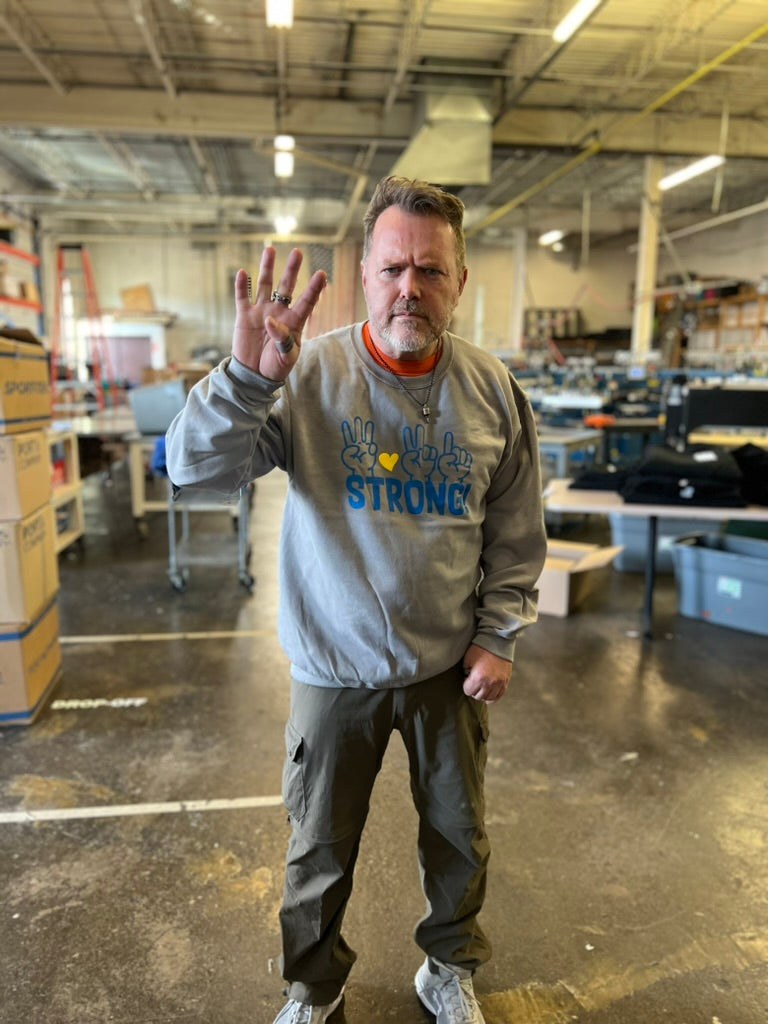 321 STRONG FINGERS crew - STONE GRAY/ ROYAL/ YELLOW