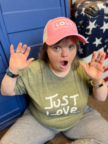 LOVE WASTEFULLY TRUCKER hat