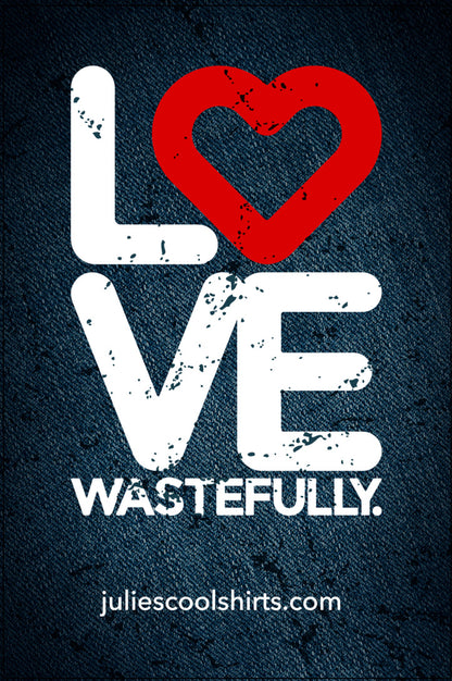 LOVE WASTEFULLY STACKED - HOODIE - NAVY