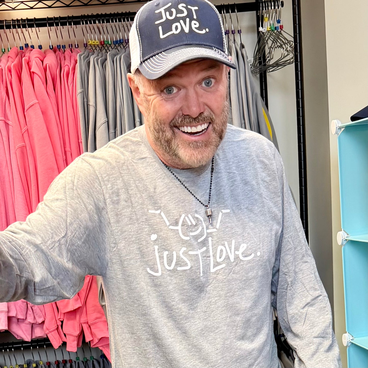 JUST LOVE, EMOJI  LONG SLEEVE - LIGHT GRAY