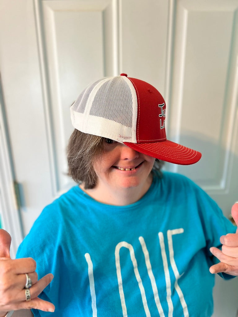 JUST LOVE TRUCKER HAT