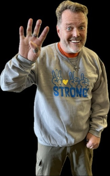 321 STRONG FINGERS hoodie - GRAY HEATHER/ ROYAL/ YELLOW