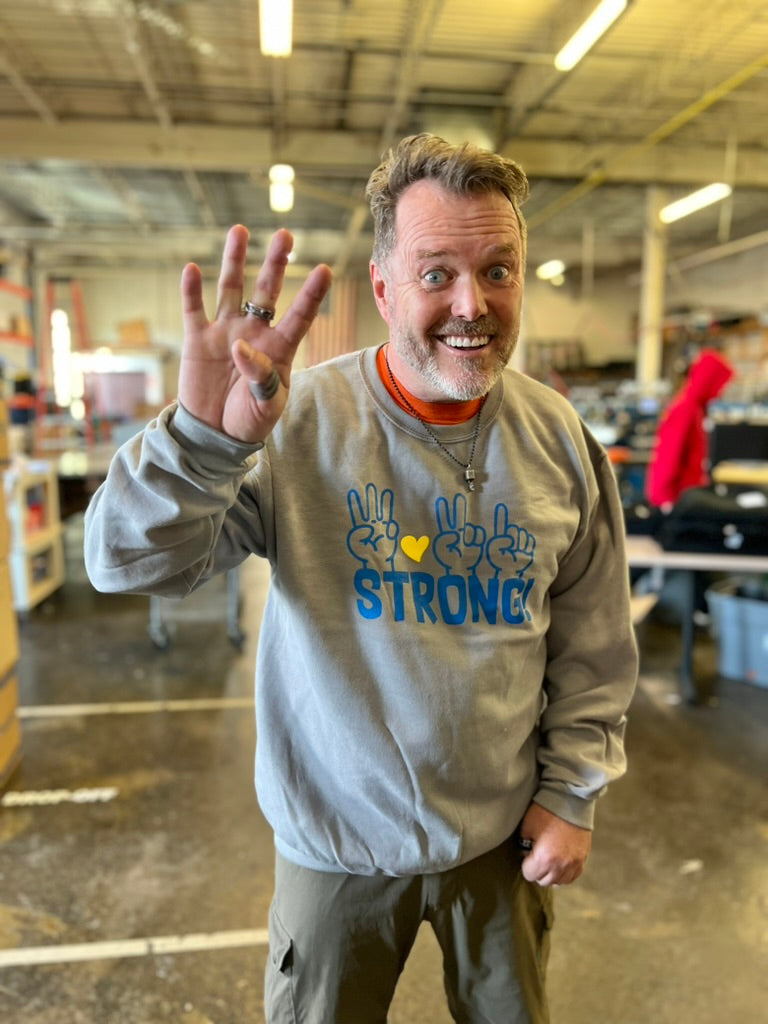 321 STRONG FINGERS crew - STONE GRAY/ ROYAL/ YELLOW