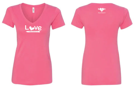 LOVE WASTEFULLY LADIES V NECK - JULIE'S PINK